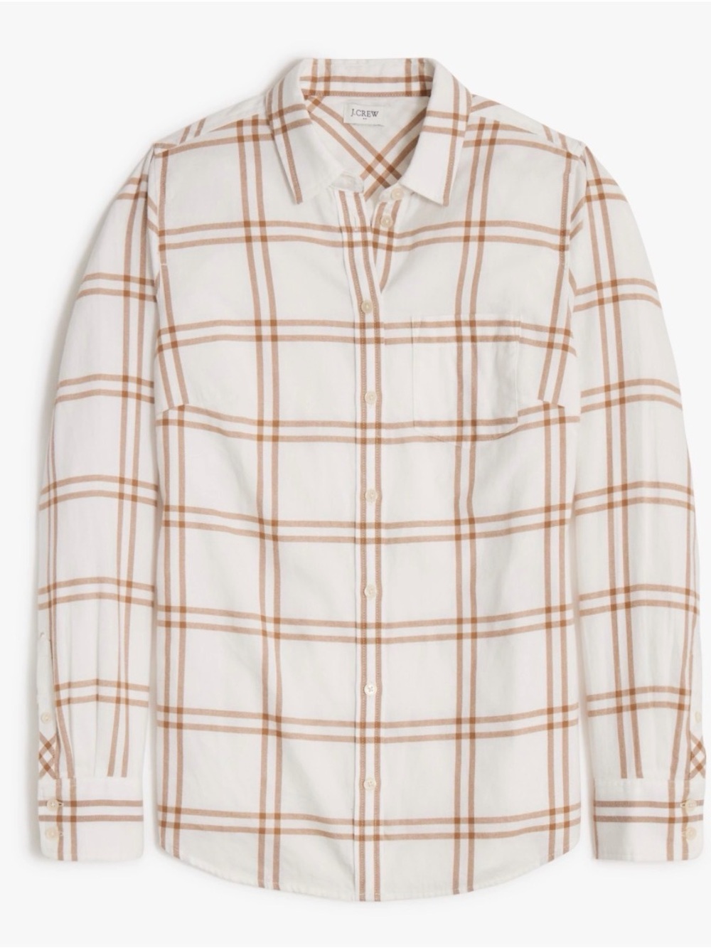 J. Crew Cream Plaid Long-Sleeve Button-Up Shirt